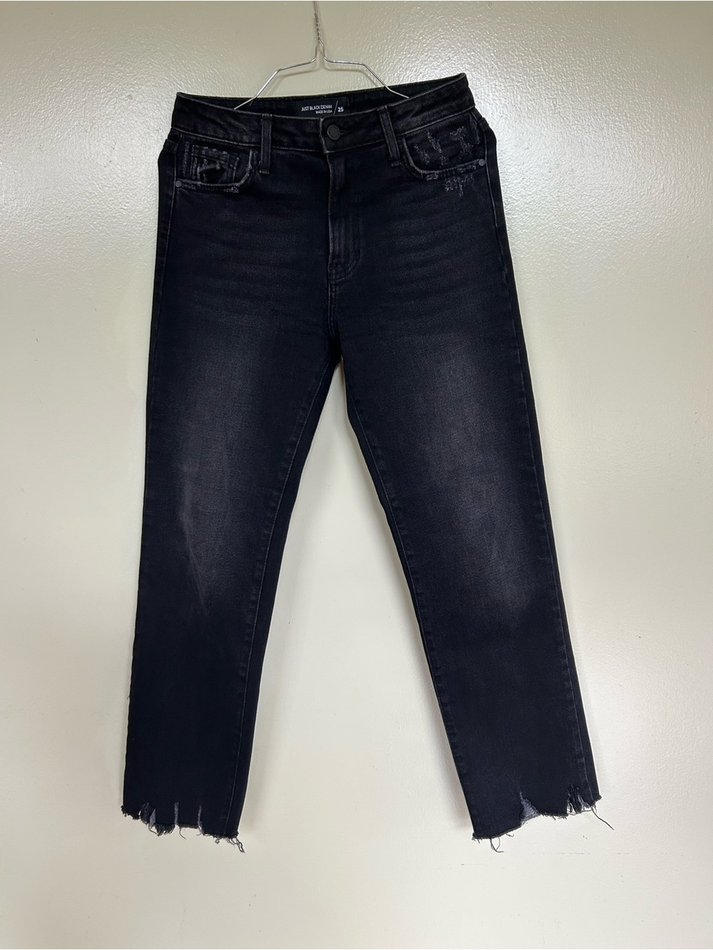 Just Black Cropped Black Raw-Hem Ankle Jeans